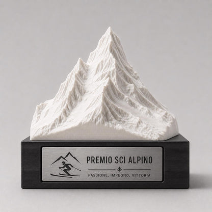 Trofeo Sci Alpino e Montagna in 3D | Premio Gara di Sci e Snowboard Personalizzato | Targa Acciaio Incisa Gara Invernale Sci Club