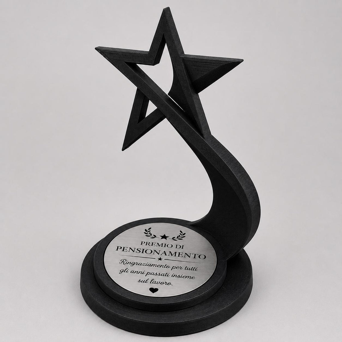 Trofeo Stella Personalizzato Premio Pensionamento in PLA Stampa 3D | Regalo Collega fine Lavoro, Targa Aziendale con Incisione Custom