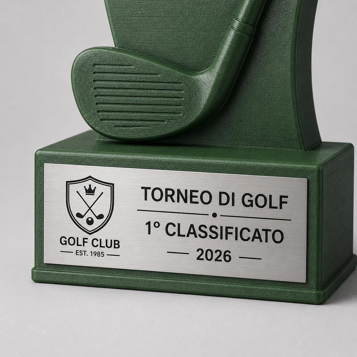 Trofeo Golf Personalizzato - Statuetta Mazza e Pallina Stampata 3D e Acciaio Spazzolato Premio Torneo e Campionato Golf Club 2026