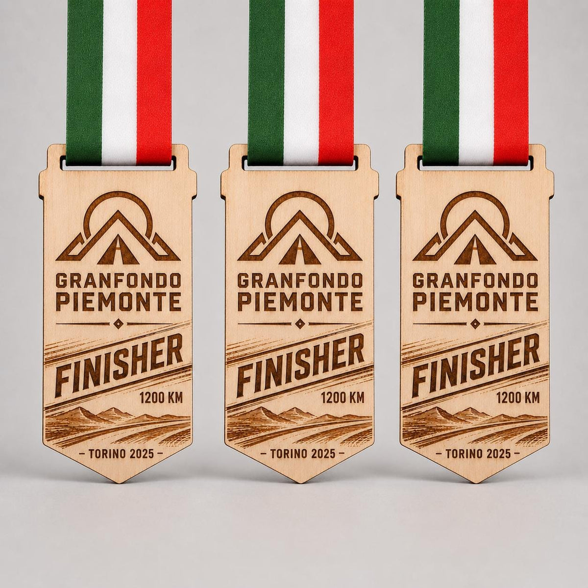 Medaglia Finisher Legno Personalizzata - Premio Gara Ciclismo Granfondo -Medaglia Corsa e Maratona Incisa a Laser Sostenibile