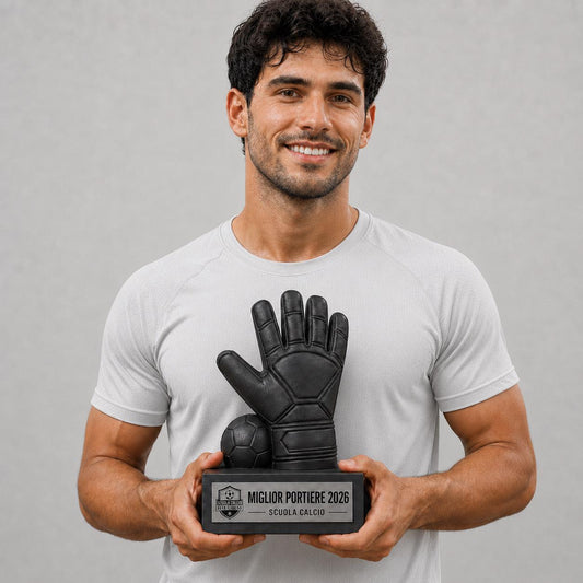 Trofeo Portiere Personalizzato - Statuetta Guanto da Calcio con Pallone Stampata 3D - Premio Miglior Portiere Torneo 2026
