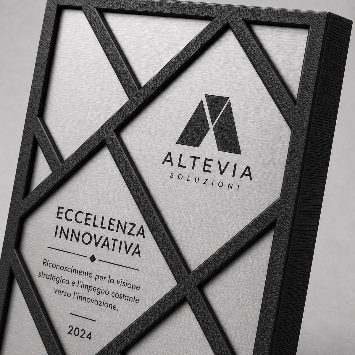 Targa Espositore Premium Partner Personalizzata Piastra Effetto Spazzolato-premio moderno con incisione laser effetto acciaio oro o oro rosa