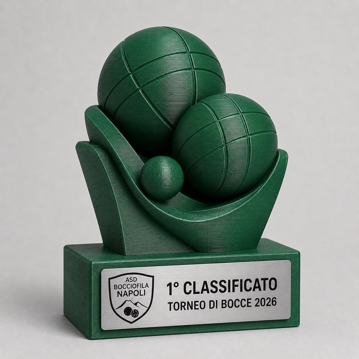 Trofeo bocce Personalizzato - Statuetta bocce MVP Stampata 3D Base con Targa Effetto Acciaio Premio Torneo e Miglior Giocatore 2026