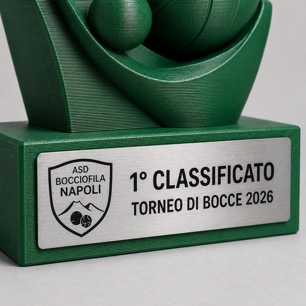 Trofeo bocce Personalizzato - Statuetta bocce MVP Stampata 3D Base con Targa Effetto Acciaio Premio Torneo e Miglior Giocatore 2026