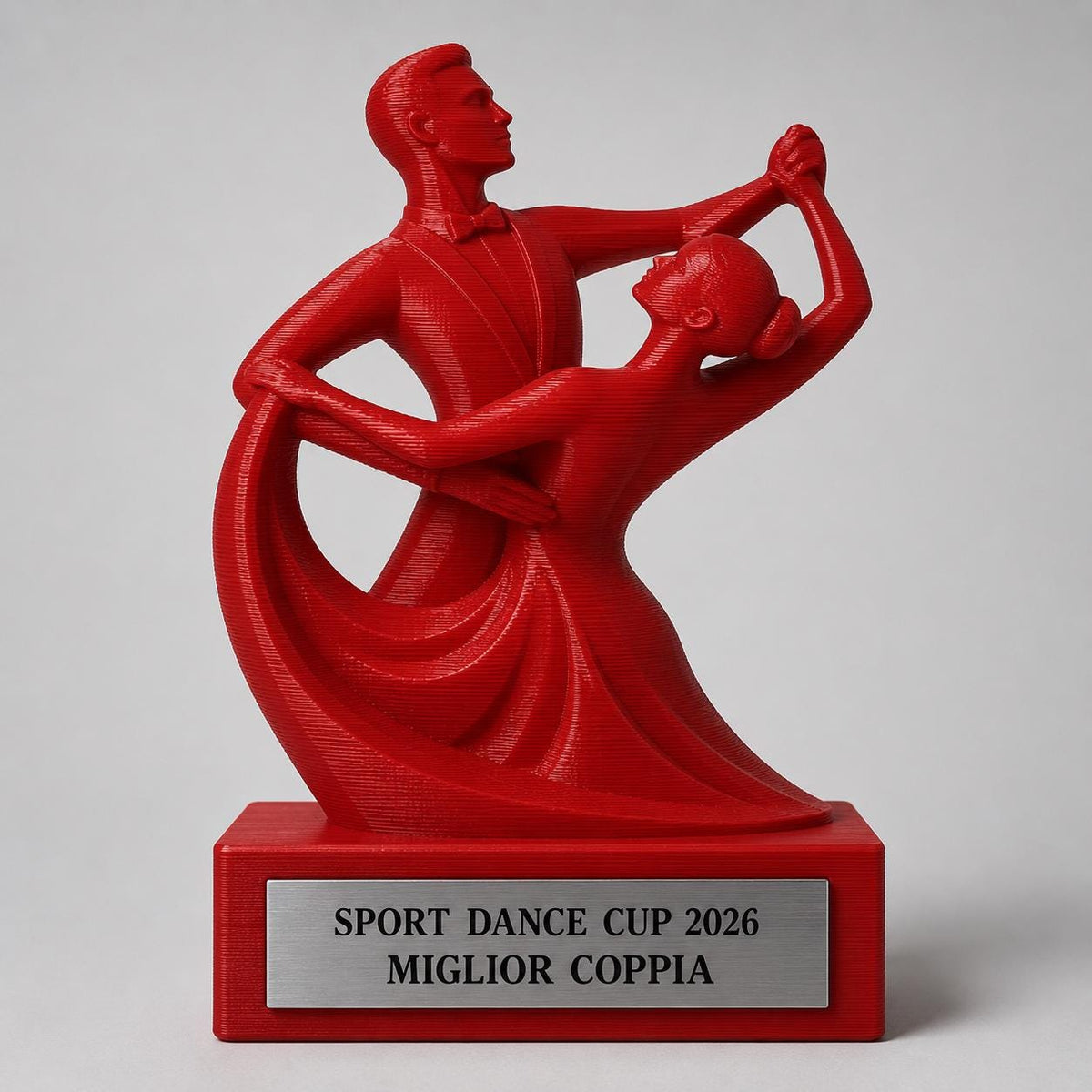 Trofeo Danza Sportiva Personalizzato - Statuetta Ballo di Coppia Stampata Premio Gara e Competizione Danze Standard 2026