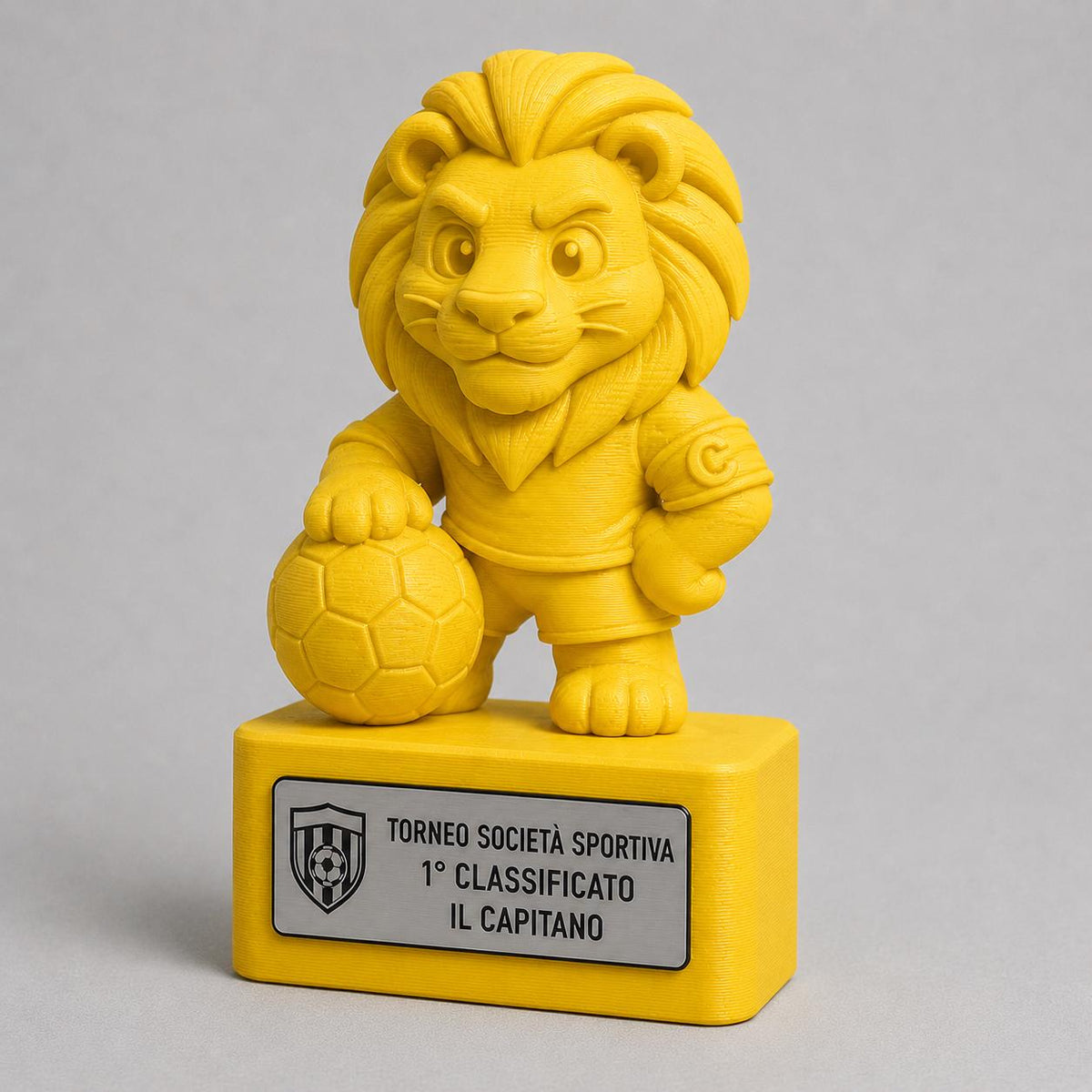 Regalo Capitano Calcio, Statuetta Trofeo Leone con Fascia e Pallone, Decorazione 3D Leader Squadra, Premio Primo Classificato Il Capitano