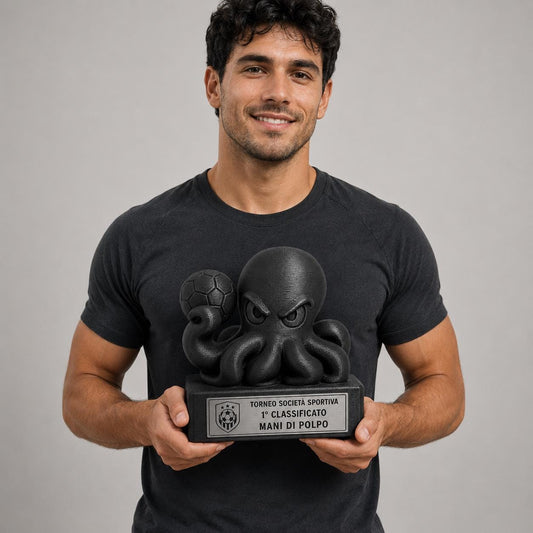 Regalo Portiere Calcio, Statuetta Trofeo Polpo "Mani di Polpo", Decorazione 3D Primo Classificato Torneo, Premio Miglior Portiere Calcio a 5