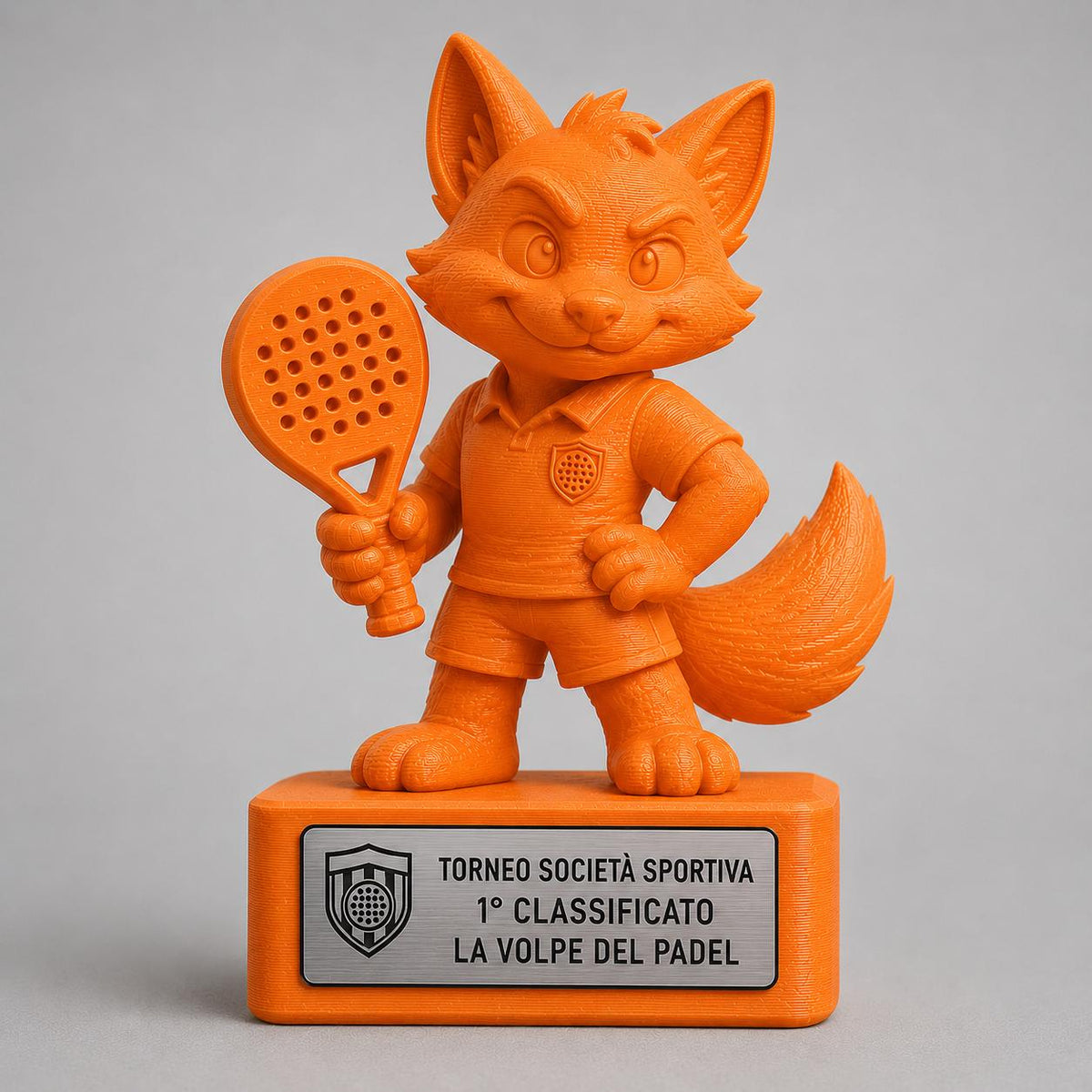 Regalo Padel Divertente, Statuetta Trofeo Volpe "La Volpe del Padel", Decorazione 3D Primo Classificato Torneo, Premio Giocatore di Padel