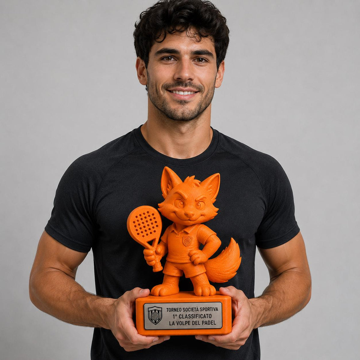 Regalo Padel Divertente, Statuetta Trofeo Volpe "La Volpe del Padel", Decorazione 3D Primo Classificato Torneo, Premio Giocatore di Padel