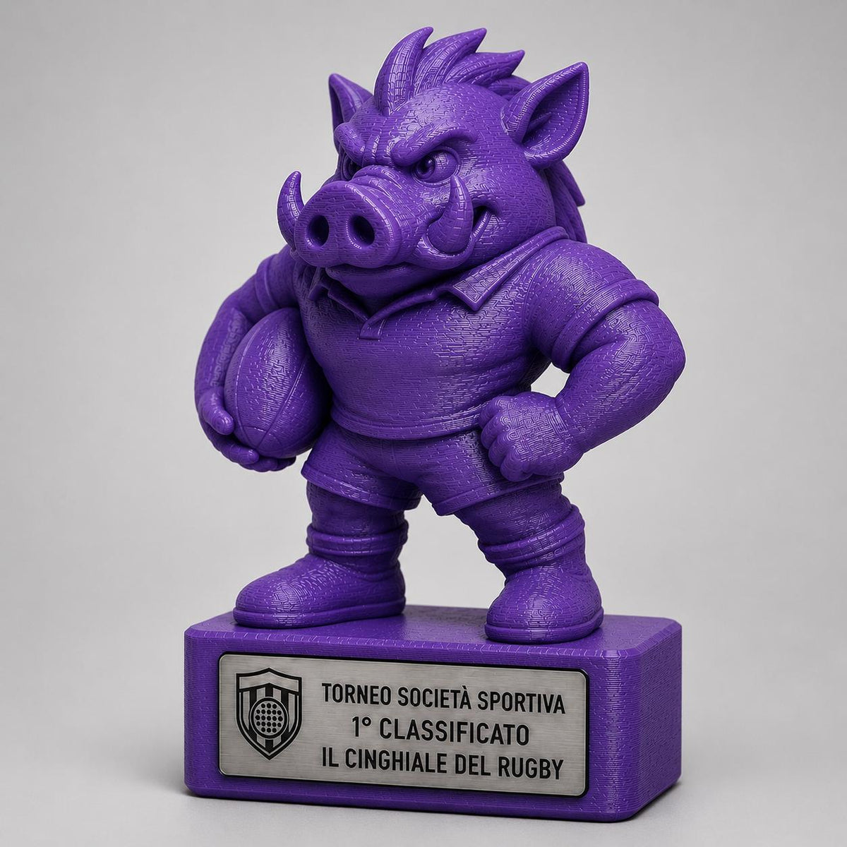 Regalo Rugby Divertente, Statuetta Trofeo Cinghiale "Il Cinghiale del Rugby", Decorazione 3D Primo Classificato Torneo, Premio Giocatore