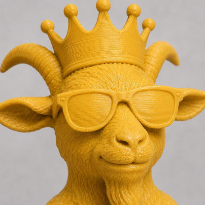 Regalo Divertente Amici, Statuetta Trofeo G.O.A.T. "Goat Award Greatest Of All Time", Capra con Corona e Occhiali, Premio Migliore di Sempre
