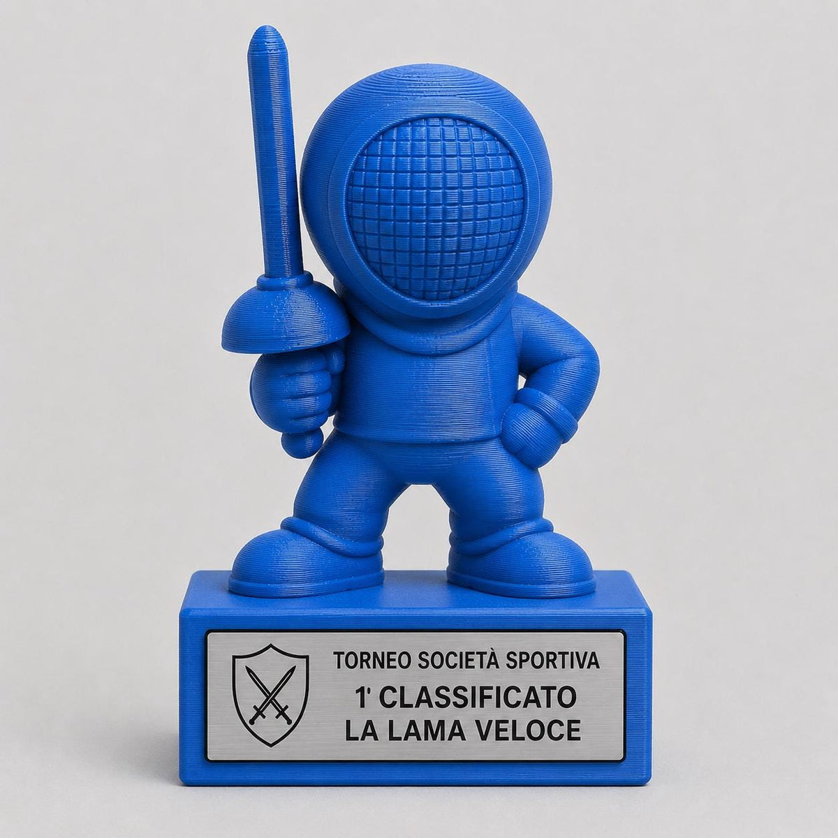 Regalo Scherma Divertente, Statuetta Trofeo "La Lama Veloce", Decorazione 3D Torneo, Premio Schermidore Fioretto Spada Sciabola