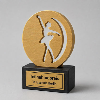 Trofeo Premio Silhouette Danza in Stampa 3D per Scuole di Ballo e Gare Nazionali Elegante Riconoscimento Personalizzabile con Nome Evento