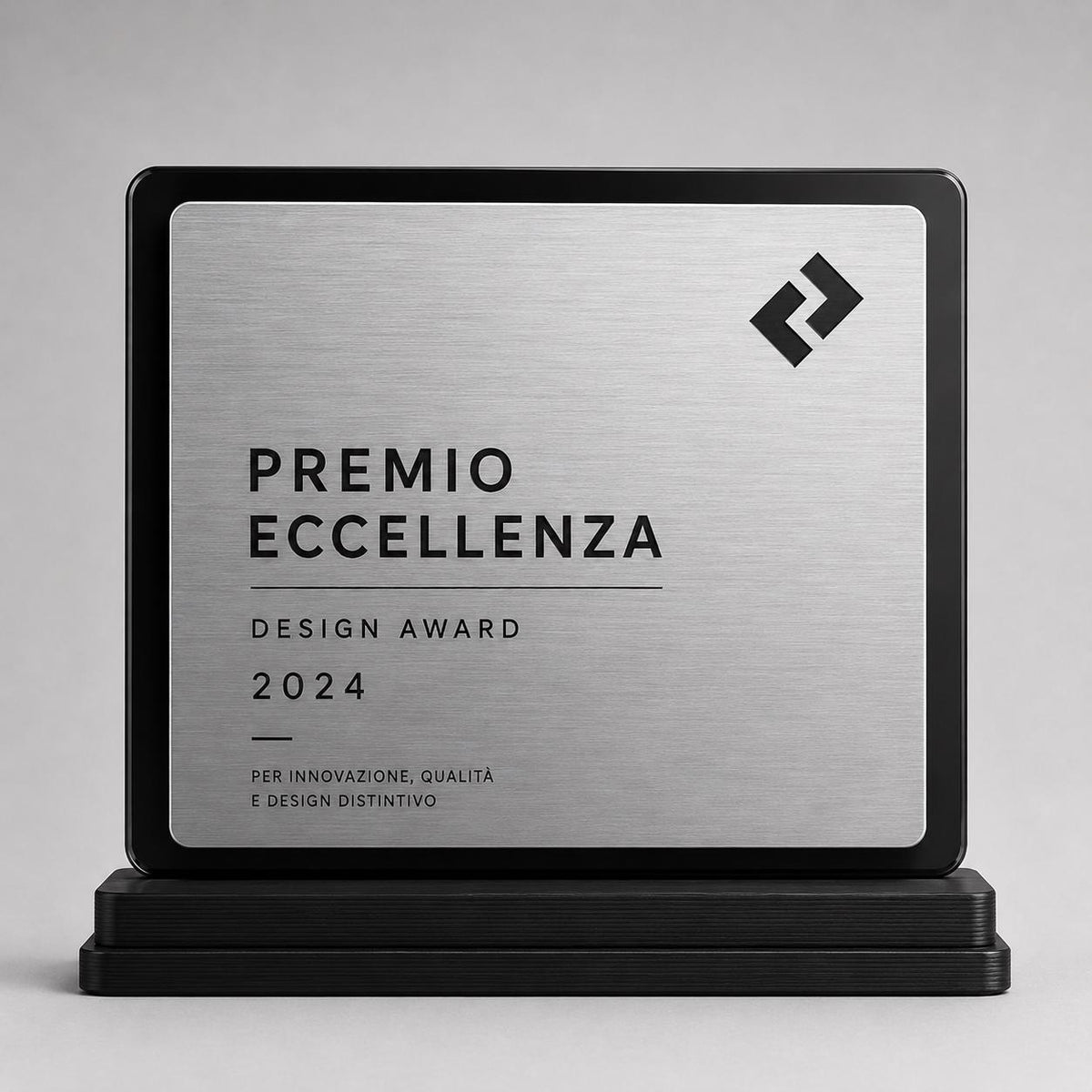 Targa Aziendale Personalizzato - Targa in Plexiglas Lucido Base Nera Stampata 3D Effetto Acciaio