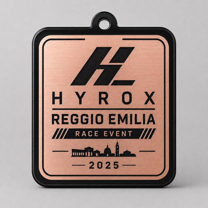 Medaglia quadrata in plexiglas nero 3mm e abs color oro rosa Incisione su Misura misura 6x7cm medaglia personalizzata con incisione laser