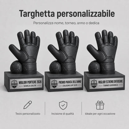 Trofeo Portiere Personalizzato - Statuetta Guanto da Calcio con Pallone Stampata 3D - Premio Miglior Portiere Torneo 2026