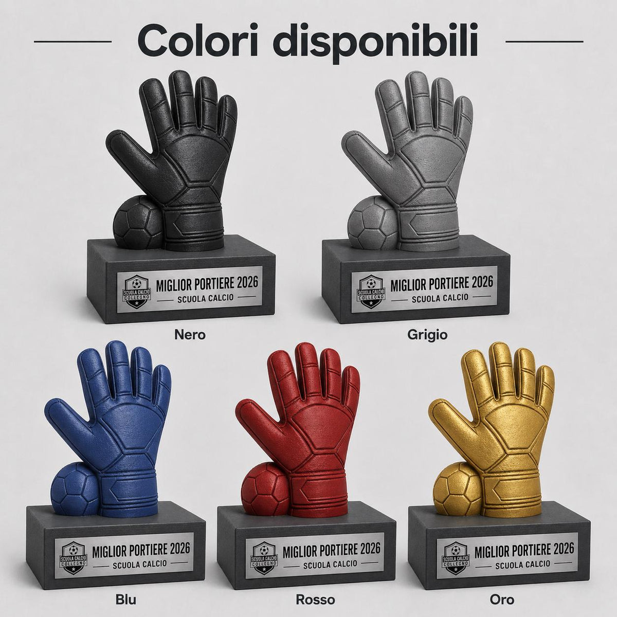 Trofeo Portiere Personalizzato - Statuetta Guanto da Calcio con Pallone Stampata 3D - Premio Miglior Portiere Torneo 2026