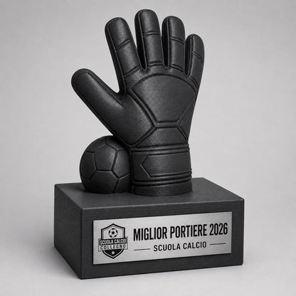 Trofeo Portiere Personalizzato - Statuetta Guanto da Calcio con Pallone Stampata 3D - Premio Miglior Portiere Torneo 2026
