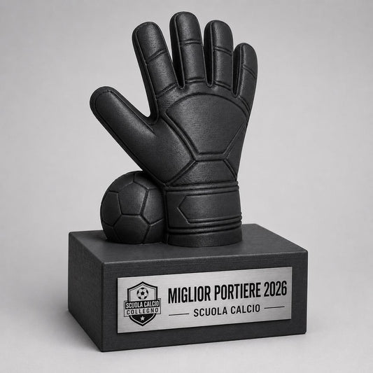 Trofeo Portiere Personalizzato - Statuetta Guanto da Calcio con Pallone Stampata 3D - Premio Miglior Portiere Torneo 2026