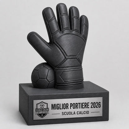 Trofeo Portiere Personalizzato - Statuetta Guanto da Calcio con Pallone Stampata 3D - Premio Miglior Portiere Torneo 2026