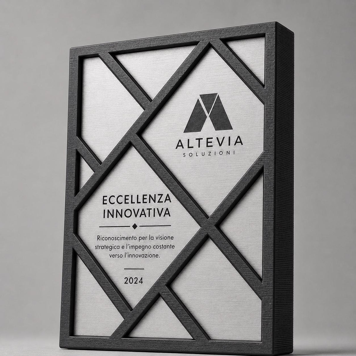 Targa Espositore Premium Partner Personalizzata Piastra Effetto Spazzolato-premio moderno con incisione laser effetto acciaio oro o oro rosa