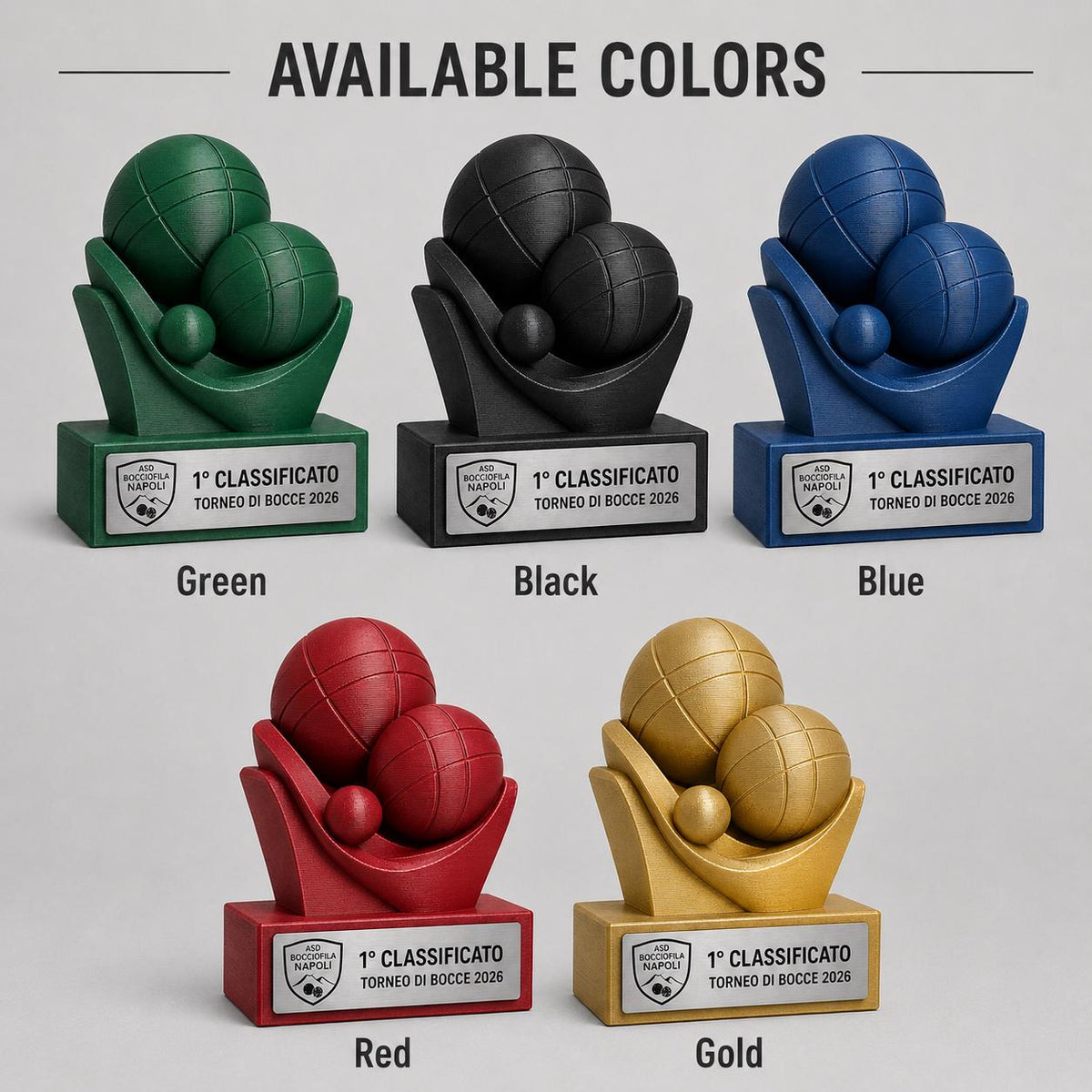 Trofeo bocce Personalizzato - Statuetta bocce MVP Stampata 3D Base con Targa Effetto Acciaio Premio Torneo e Miglior Giocatore 2026