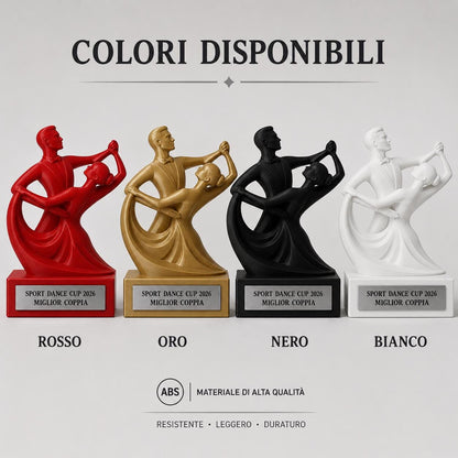 Trofeo Danza Sportiva Personalizzato - Statuetta Ballo di Coppia Stampata Premio Gara e Competizione Danze Standard 2026