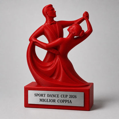 Trofeo Danza Sportiva Personalizzato - Statuetta Ballo di Coppia Stampata Premio Gara e Competizione Danze Standard 2026