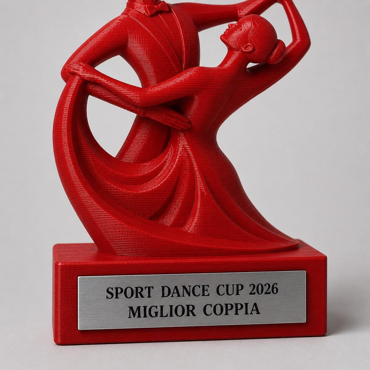 Trofeo Danza Sportiva Personalizzato - Statuetta Ballo di Coppia Stampata Premio Gara e Competizione Danze Standard 2026