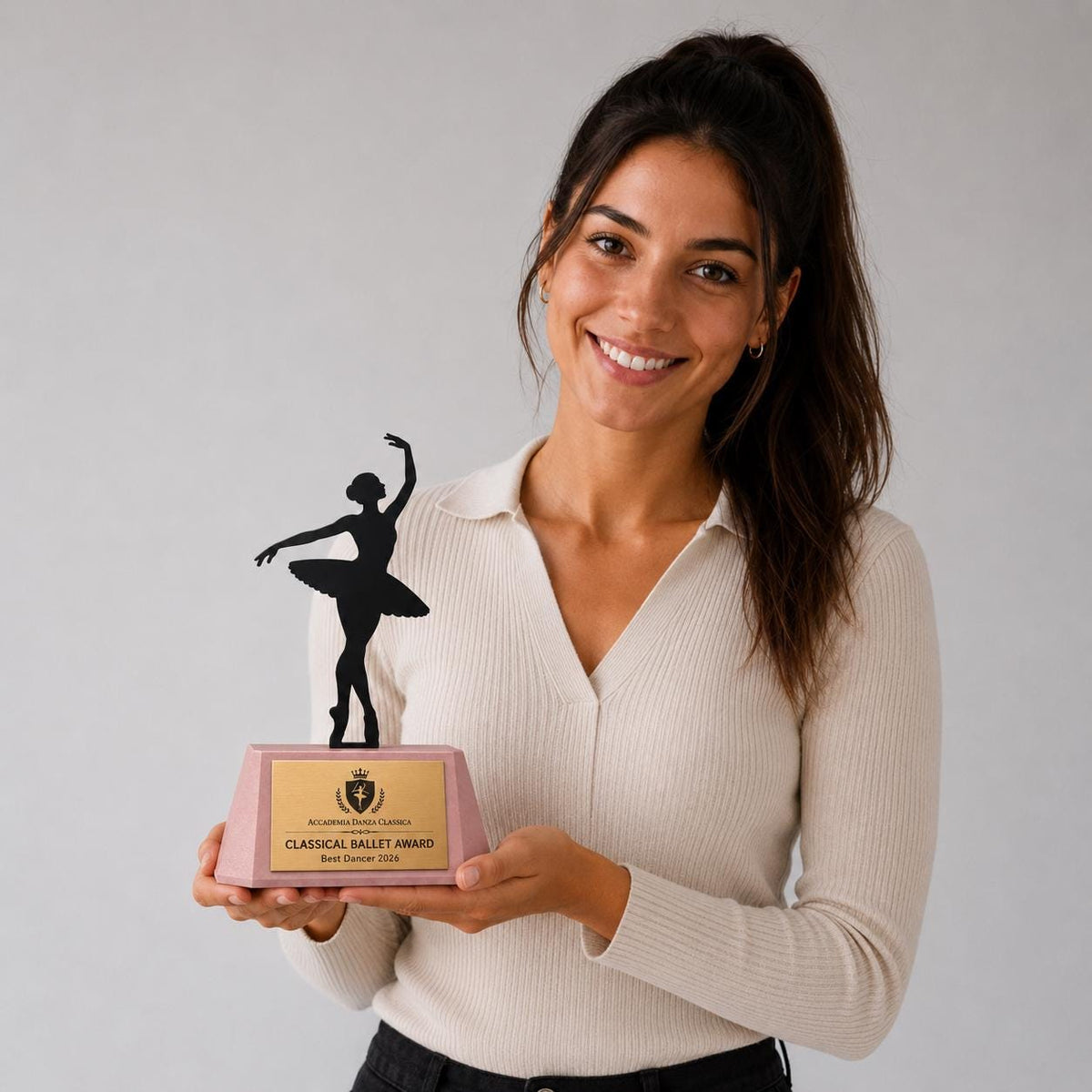 Trofeo Danza Classica Personalizzato - Statuetta Ballerina in Plexiglas Nero - Premio Classical Ballet Award MVP