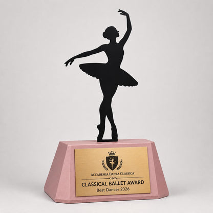 Trofeo Danza Classica Personalizzato - Statuetta Ballerina in Plexiglas Nero - Premio Classical Ballet Award MVP