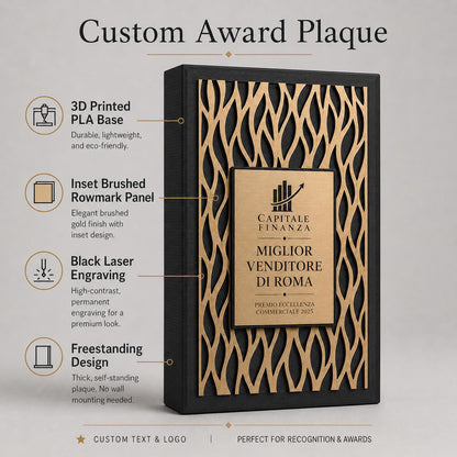 Targa verticale Premium Partner Personalizzata Piastra Effetto Spazzolato-premio moderno con incisione laser effetto acciaio oro o oro rosa
