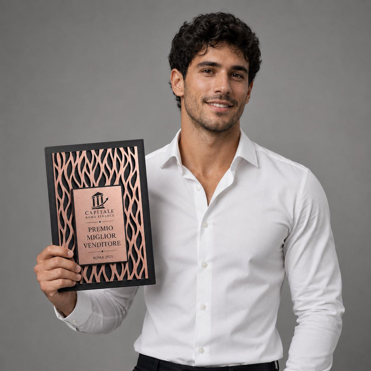 Targa verticale Premium Partner Personalizzata Piastra Effetto Spazzolato-premio moderno con incisione laser effetto acciaio oro o oro rosa
