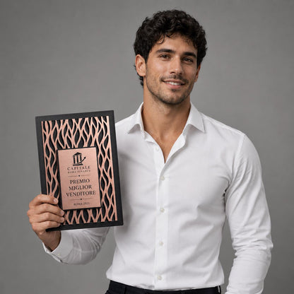 Targa verticale Premium Partner Personalizzata Piastra Effetto Spazzolato-premio moderno con incisione laser effetto acciaio oro o oro rosa