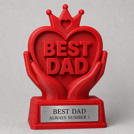 Trofeo Best Dad Personalizzato - Statuetta Cartoon Stampata 3D MIGLIOR PAPA' - Regalo Festa del Papà, Compleanno - Base acciaio Incisa