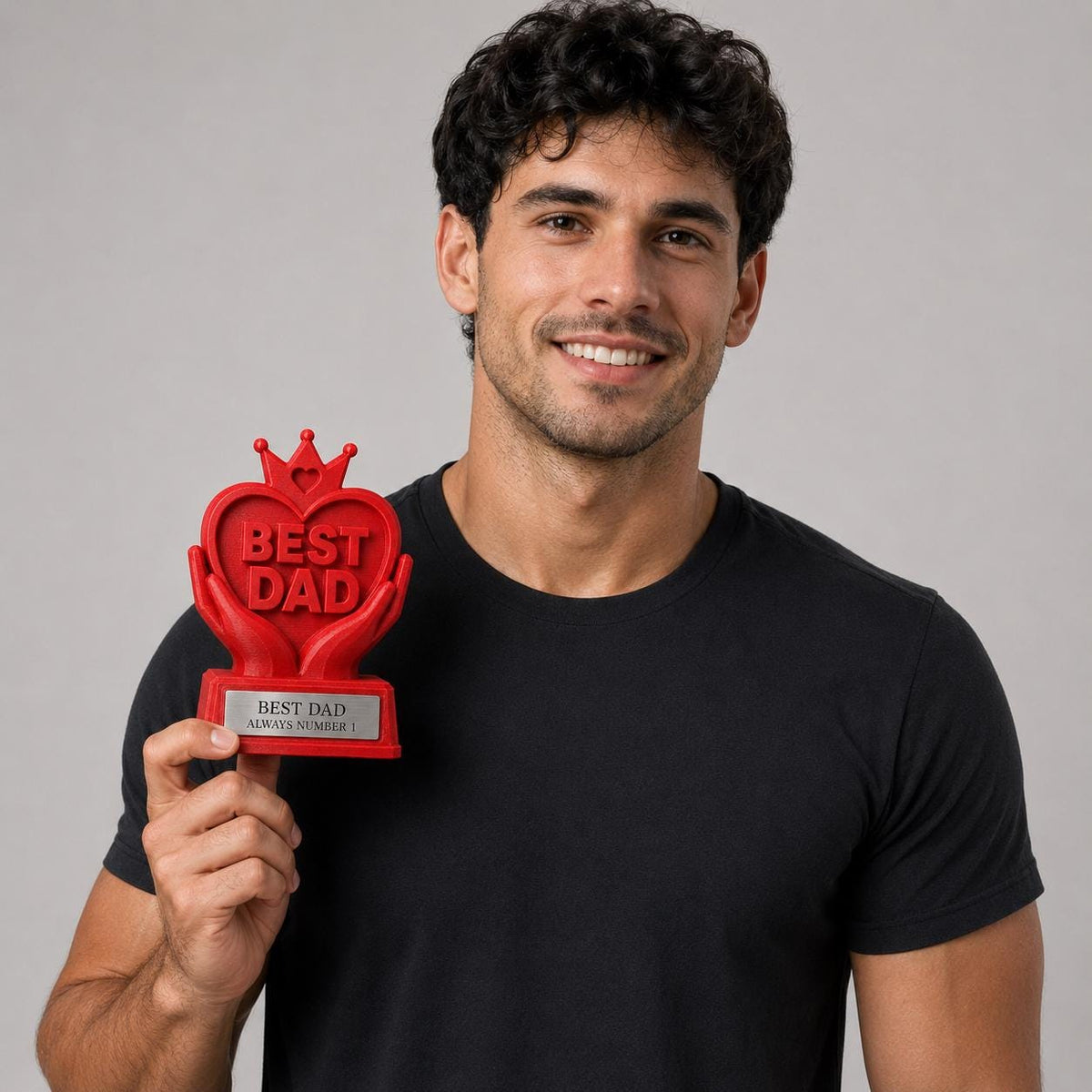 Trofeo Best Dad Personalizzato - Statuetta Cartoon Stampata 3D MIGLIOR PAPA' - Regalo Festa del Papà, Compleanno - Base acciaio Incisa