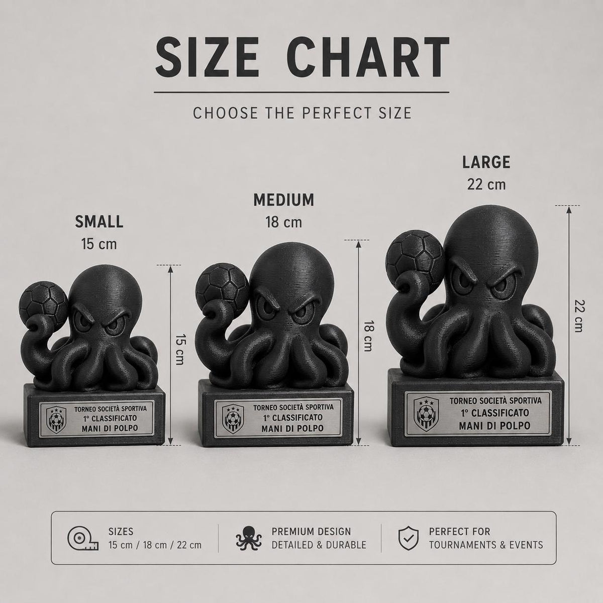 Regalo Portiere Calcio, Statuetta Trofeo Polpo "Mani di Polpo", Decorazione 3D Primo Classificato Torneo, Premio Miglior Portiere Calcio a 5