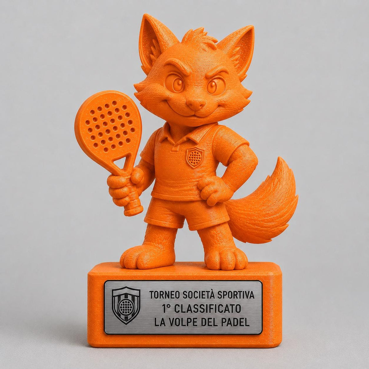 Regalo Padel Divertente, Statuetta Trofeo Volpe "La Volpe del Padel", Decorazione 3D Primo Classificato Torneo, Premio Giocatore di Padel