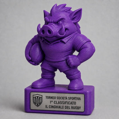 Regalo Rugby Divertente, Statuetta Trofeo Cinghiale "Il Cinghiale del Rugby", Decorazione 3D Primo Classificato Torneo, Premio Giocatore