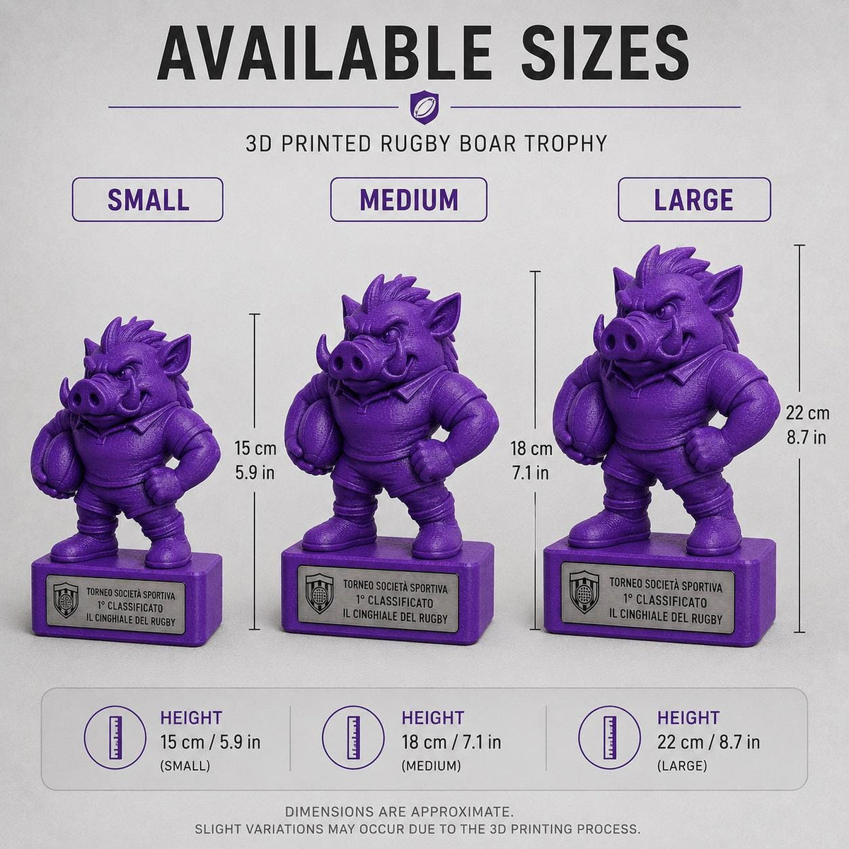 Regalo Rugby Divertente, Statuetta Trofeo Cinghiale "Il Cinghiale del Rugby", Decorazione 3D Primo Classificato Torneo, Premio Giocatore