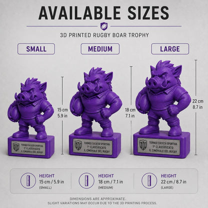 Regalo Rugby Divertente, Statuetta Trofeo Cinghiale "Il Cinghiale del Rugby", Decorazione 3D Primo Classificato Torneo, Premio Giocatore