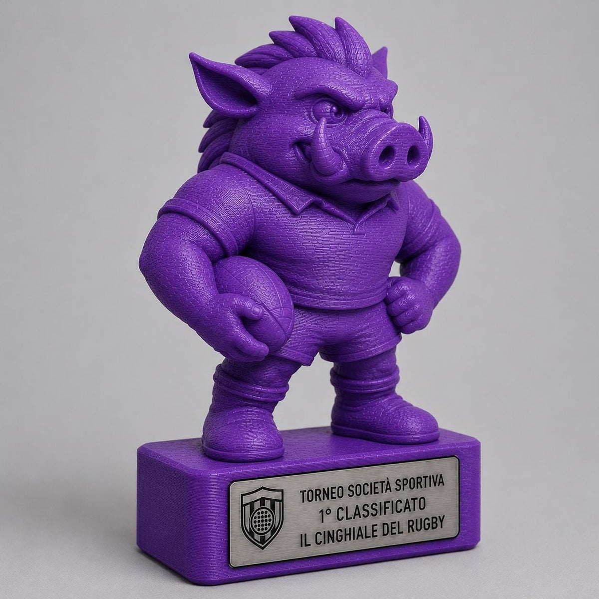 Regalo Rugby Divertente, Statuetta Trofeo Cinghiale "Il Cinghiale del Rugby", Decorazione 3D Primo Classificato Torneo, Premio Giocatore