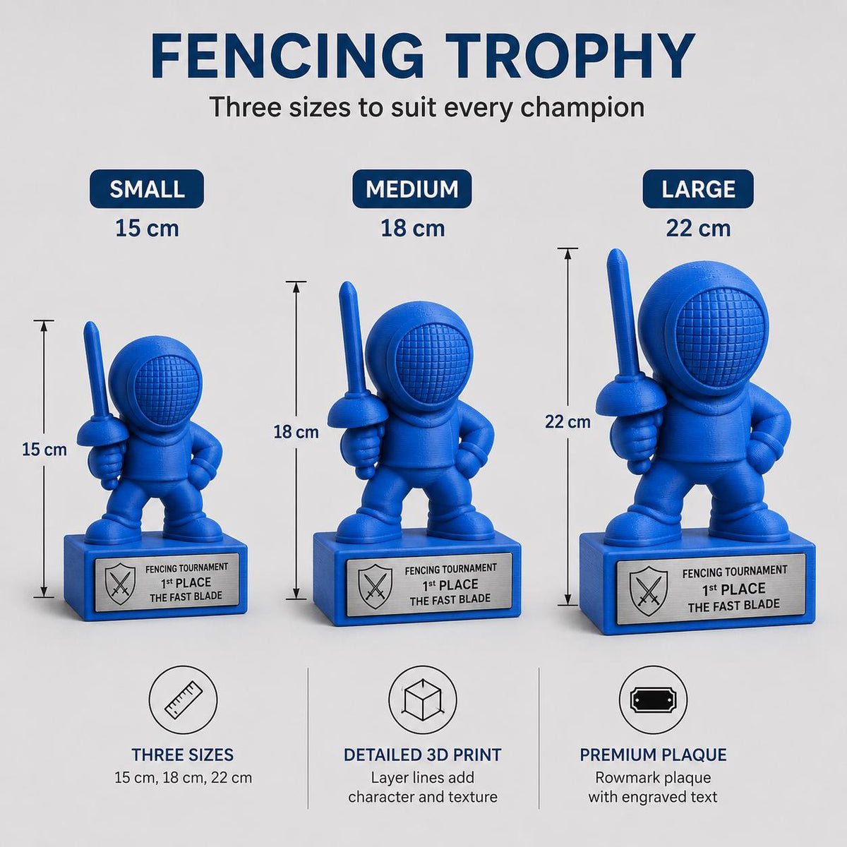Regalo Scherma Divertente, Statuetta Trofeo "La Lama Veloce", Decorazione 3D Torneo, Premio Schermidore Fioretto Spada Sciabola