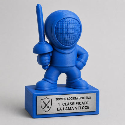 Regalo Scherma Divertente, Statuetta Trofeo "La Lama Veloce", Decorazione 3D Torneo, Premio Schermidore Fioretto Spada Sciabola