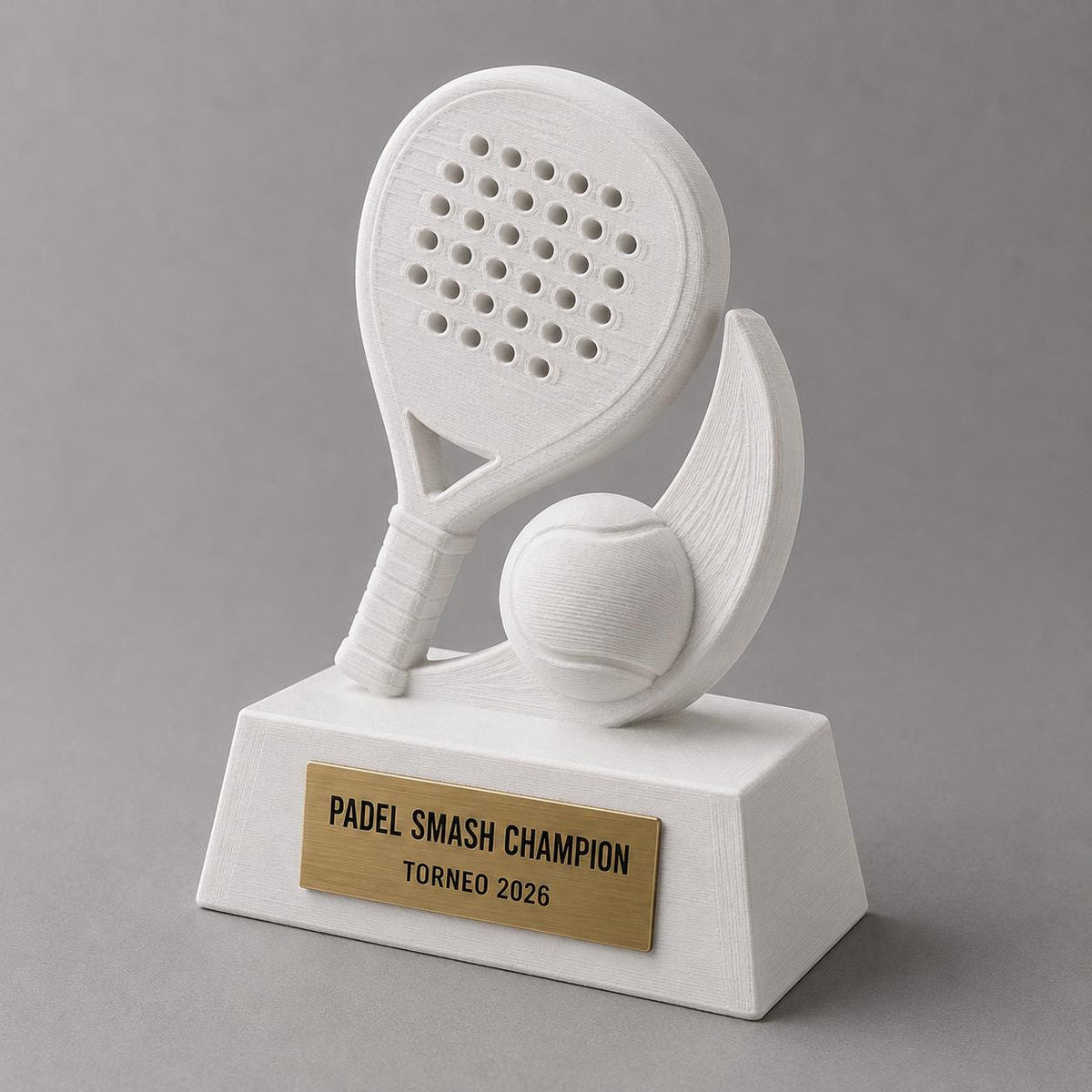 Trofeo padel personalizzato stampato 3D, premio torneo padel con targhetta incisa, regalo giocatore Smash Champion