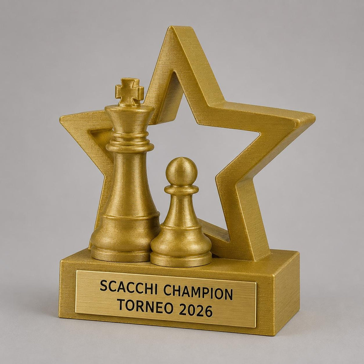 Trofeo scacchi personalizzato stampato 3D, premio torneo scacchi con targhetta incisa, regalo giocatore Champion chess