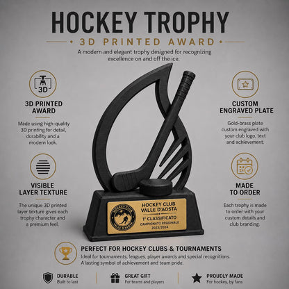 Trofeo Personalizzato in Stampa 3D, Premio hockeycon Targhetta Oro spazzolato abs, Riconoscimento Moderno cricket championship