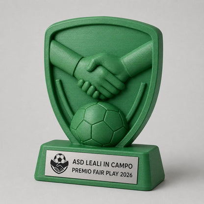 Trofeo Fair Play Calcio Personalizzato, Premio Sportività con Logo e Targhetta Acciaio