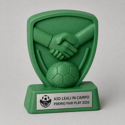 Trofeo Fair Play Calcio Personalizzato, Premio Sportività con Logo e Targhetta Acciaio