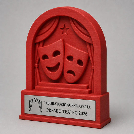 Trofeo Teatro Scolastico Personalizzato, Premio Recitazione con Logo e Targhetta Acciaio